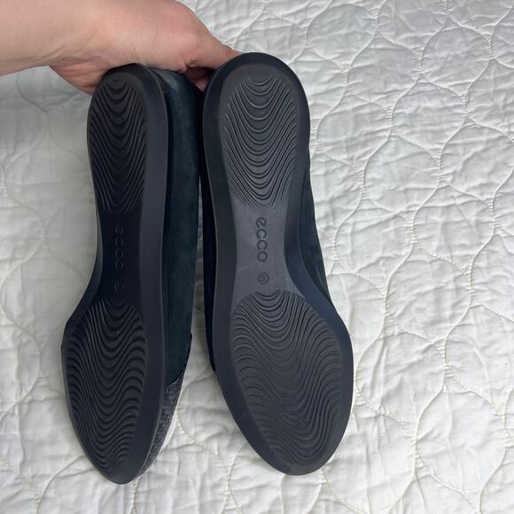 Ecco Womens Ballet Flats EU 41 US 10 Touch 2.0 Buffed Silver Black Leather Scale - Picture 7 of 8